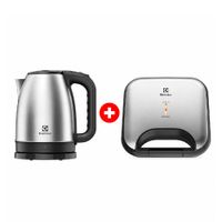 Combo sandwichera Efficient Inox + hervidor eléctrico Experience 1,8 L, plateado